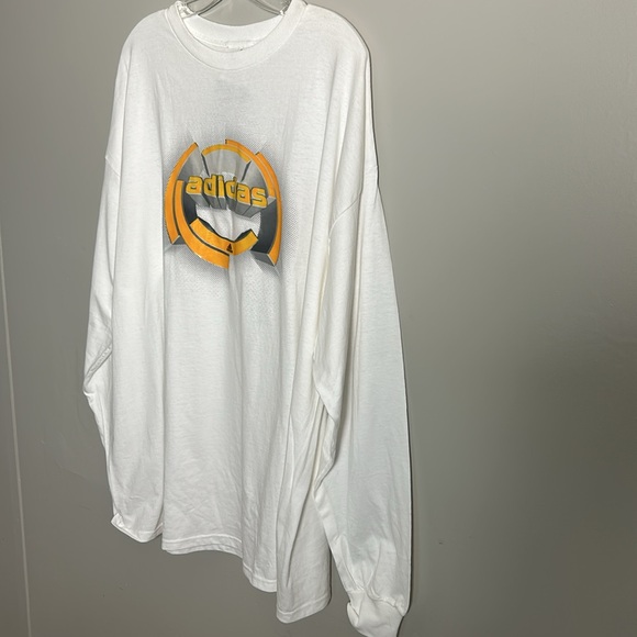 NWT Adidas Three Stripes Y2K Textured 3D Logo Long Sleeve White Shirt Sz XL - Picture 5 of 8